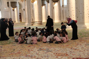 A school class visiting the Sheikh Zayed Grand Mosque