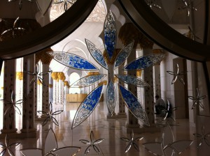 A window in Sheikh Zayed Grand Mosque