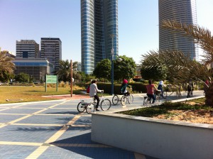 Cyclists on the Corniche, Abu Dhabi