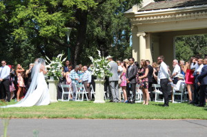 A wedding ceremony in Fitzroy Gardens, Melbourne