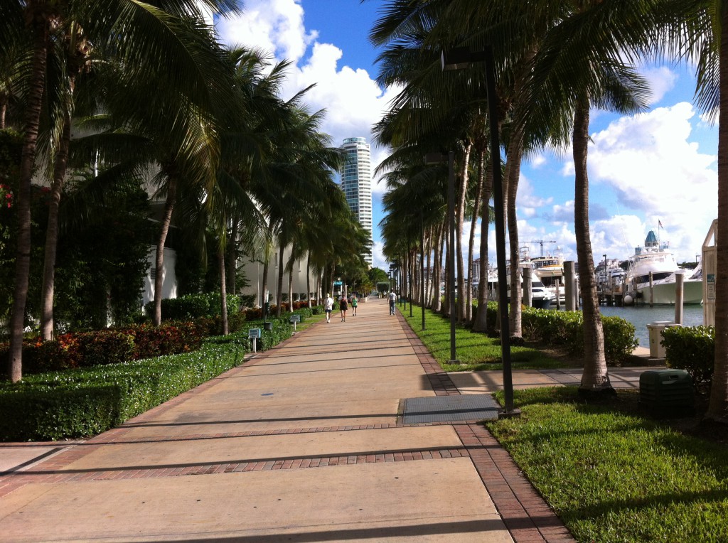 Miami Beach bike path, the Marina Miami Beach bike path, the Marina