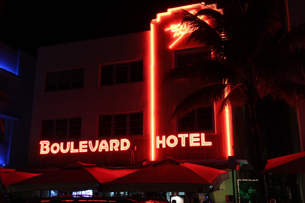 Boulevard Hotel night lights, Miami Beach Boulevard Hotel night lights, Miami Beach