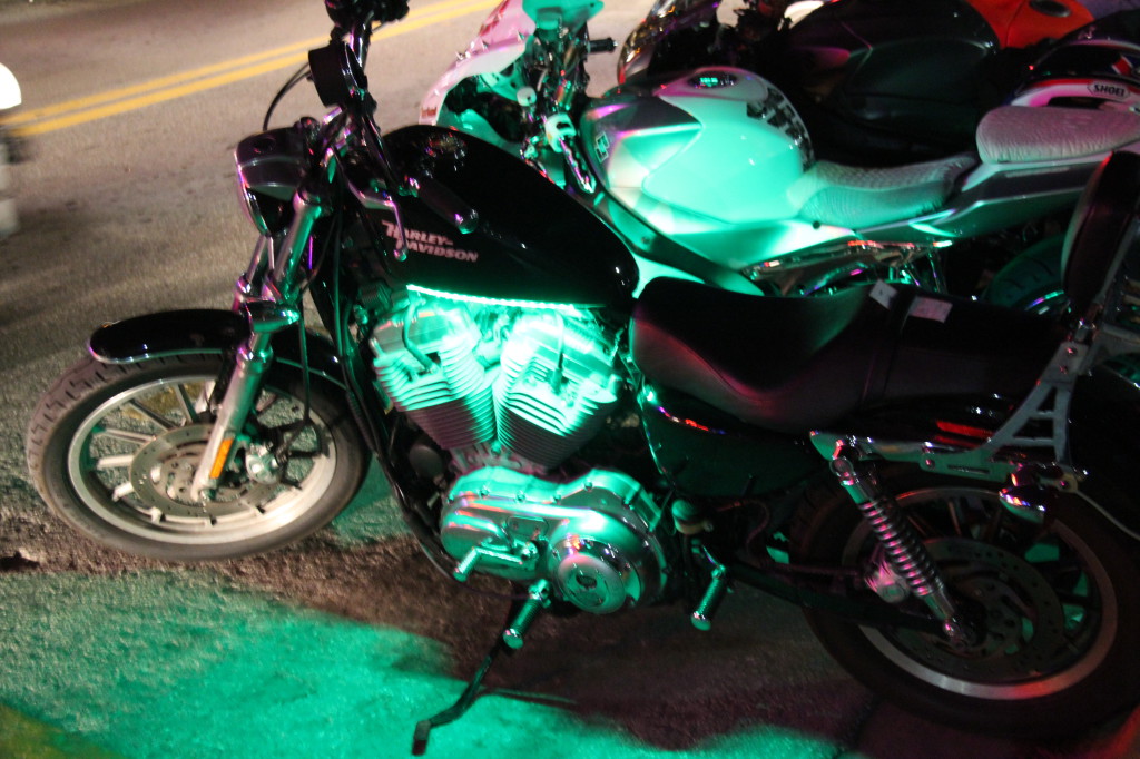 Harley Davidson parked on Ocean Drive, Miami Harley Davidson parked on Ocean Drive, Miami