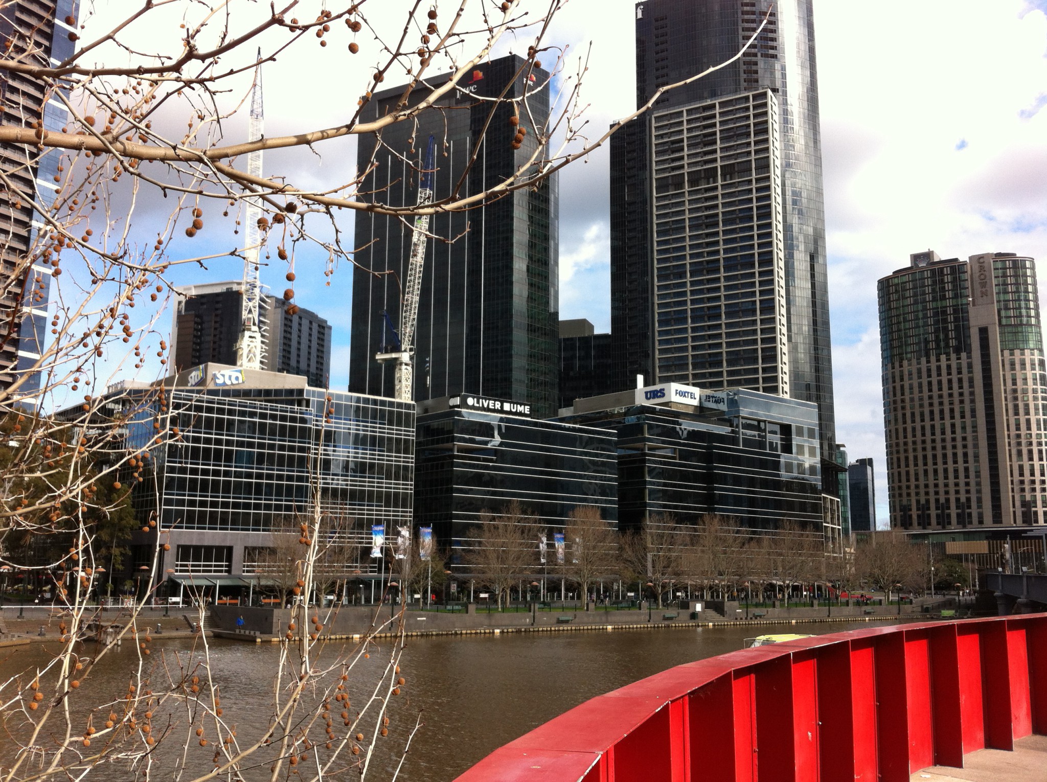 Southbank skyscrapers on Yarra river walk