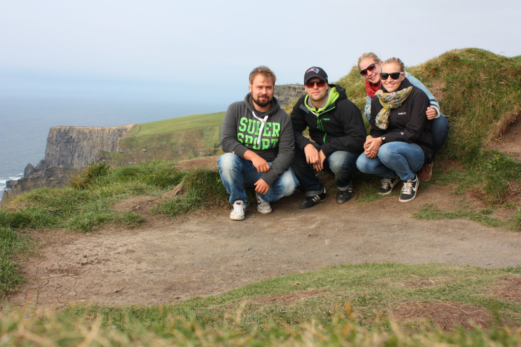 My friends and I at the Cliffs of Moher, Road trip in Ireland