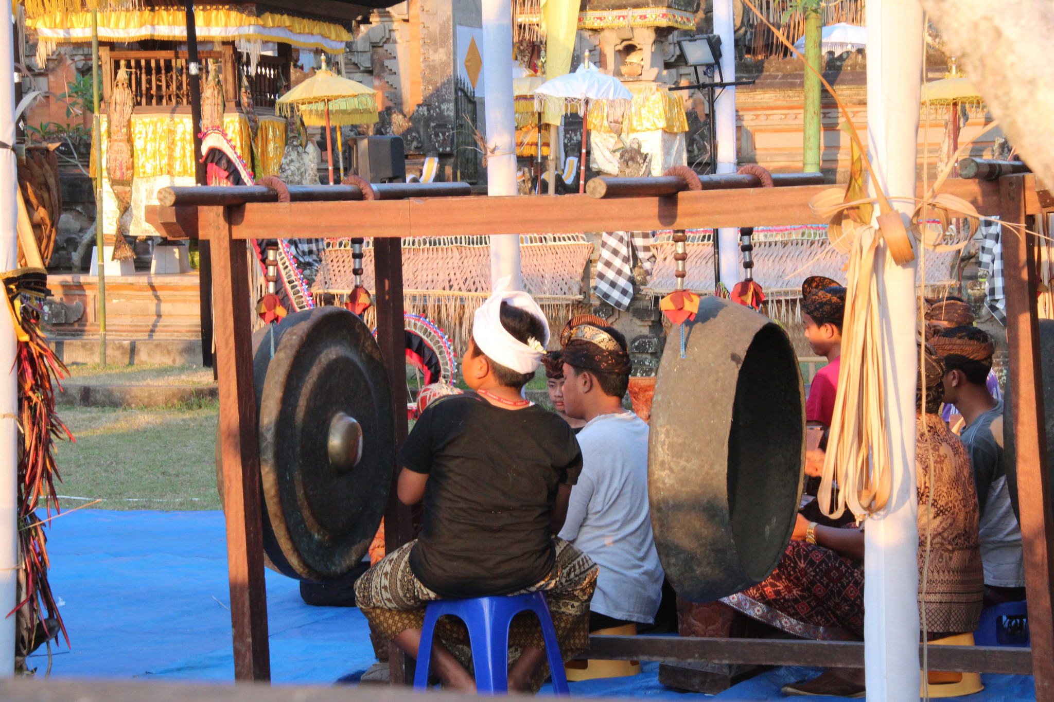 Bali temple musicians playing Bali temple musicians playing