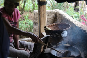 Roasting coffee in Bali