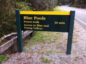 Blue Pools forest walk sign