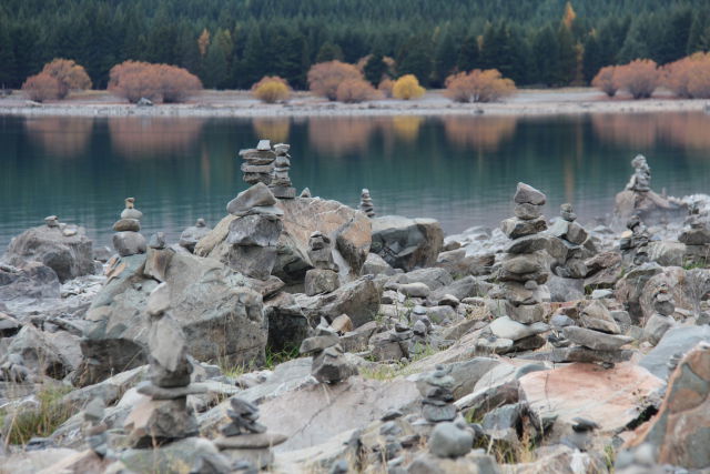 Lake Tekapo piled stones