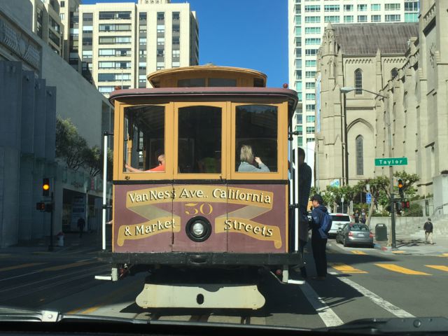 A San Francisco cable car stop A San Francisco cable car stop