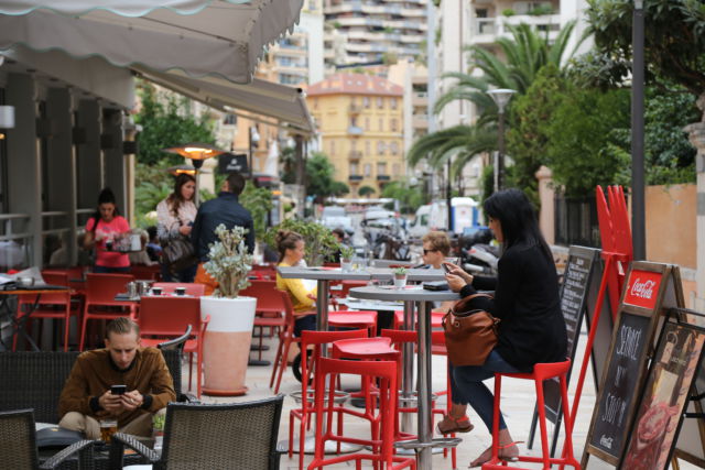 Locals at a cafe