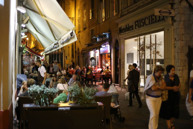 Restaurant street in Nice Old Town