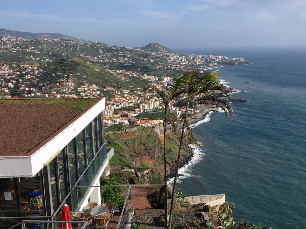 Driving in Madeira, view from Cabo Girao teleferico restaurant