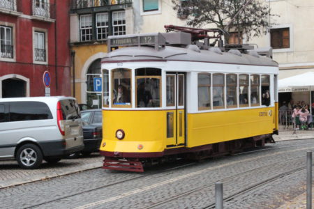 Lisbon tram in Alfama Lisbon tram in Alfama