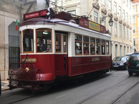 Lisbon red tourist tram Lisbon tourist tram