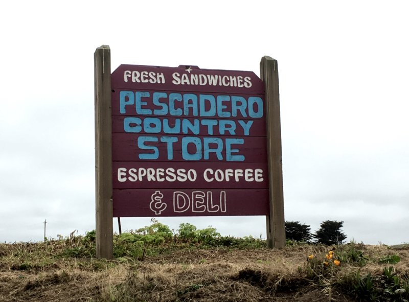 Pescadero Country Store road sign