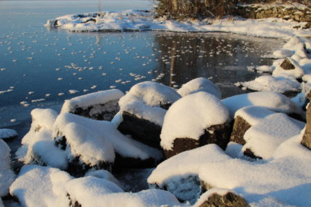 Winter in Finland, frozen lake