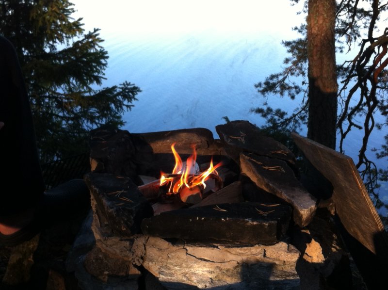 Camp fire by Lake Näsijärvi