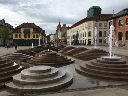 Fountains on an Aalborg square