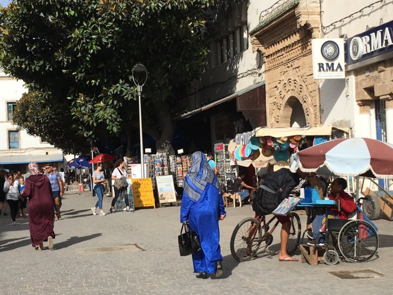 Moroccan blue in clothing Blue colors of Essaouira