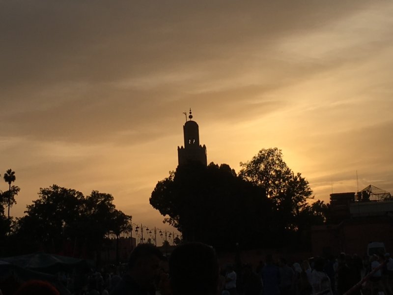 Jemaa el-Fna sunset Jemaa el-Fna mosque view