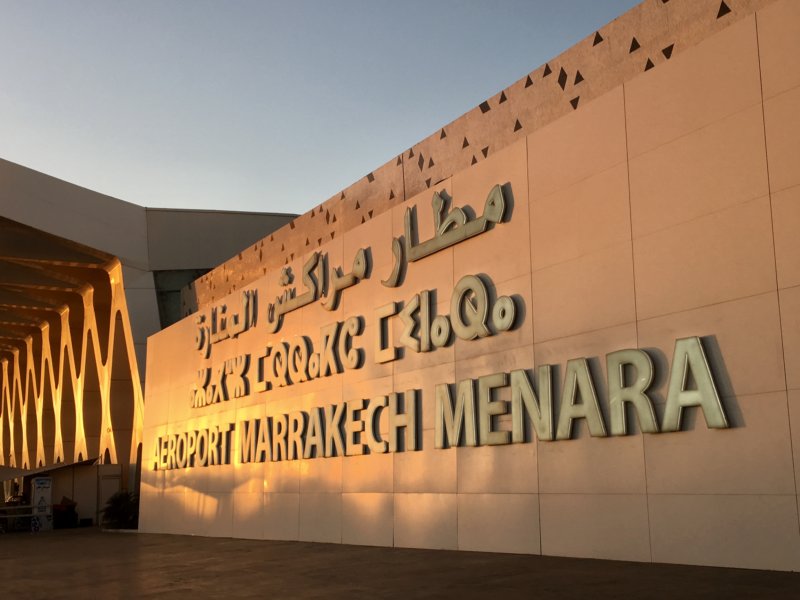 Marrakech Menara Airport Marrakech Menara airport three language sign