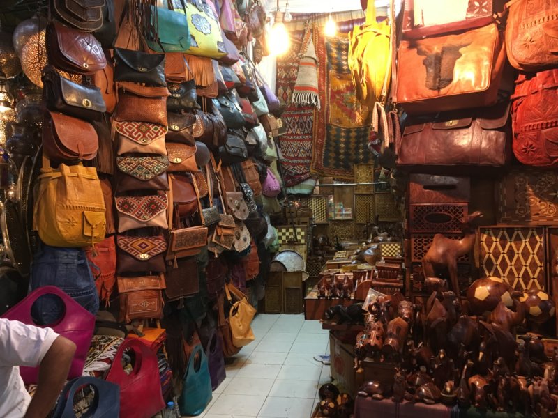 Marrakech souk: leather bags Marrakech souk: leather bags