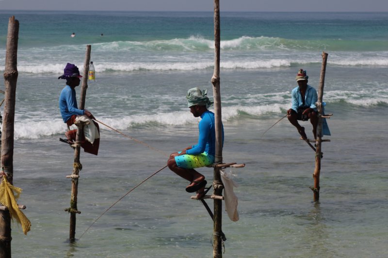 Ahangama stilt fishers, Sri Lanka