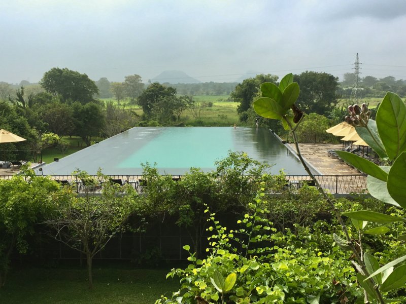Aliya Resort pool in morning mist