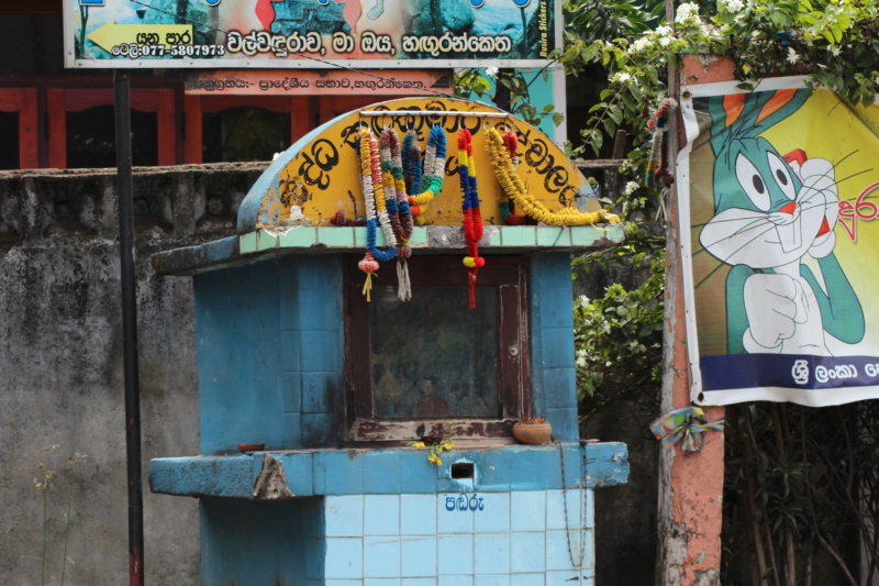 Hill country, dotted with small shrines