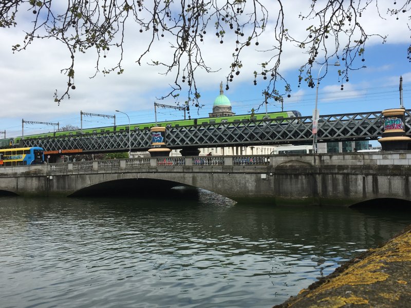 Self-guided Dublin walking tour, a Liffey railway bridge