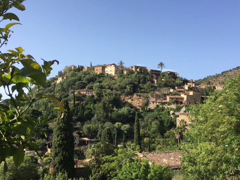 The upper part of Deia on the hilltop Hilltop village of Deia, Serra de Tramuntana