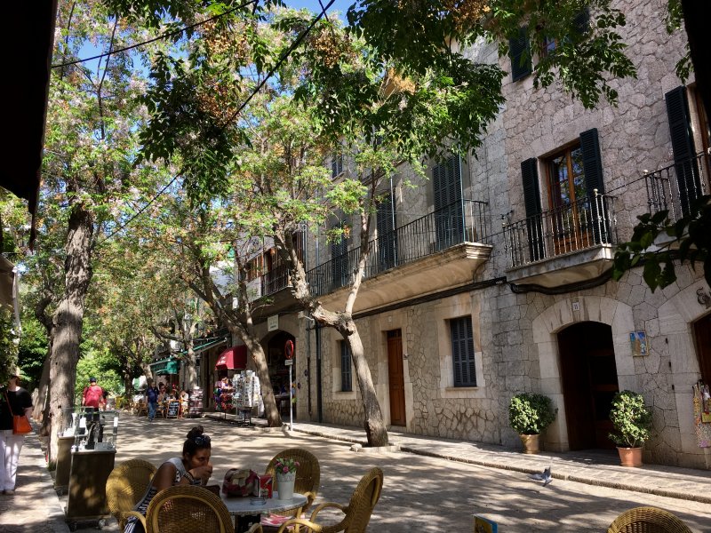 Shady street with cafes, Valldemossa Shady street with cafes, Valldemossa
