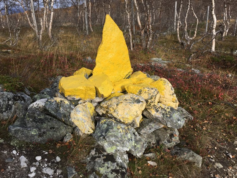 Border marker at Kuohkimajärvi, Lapland
