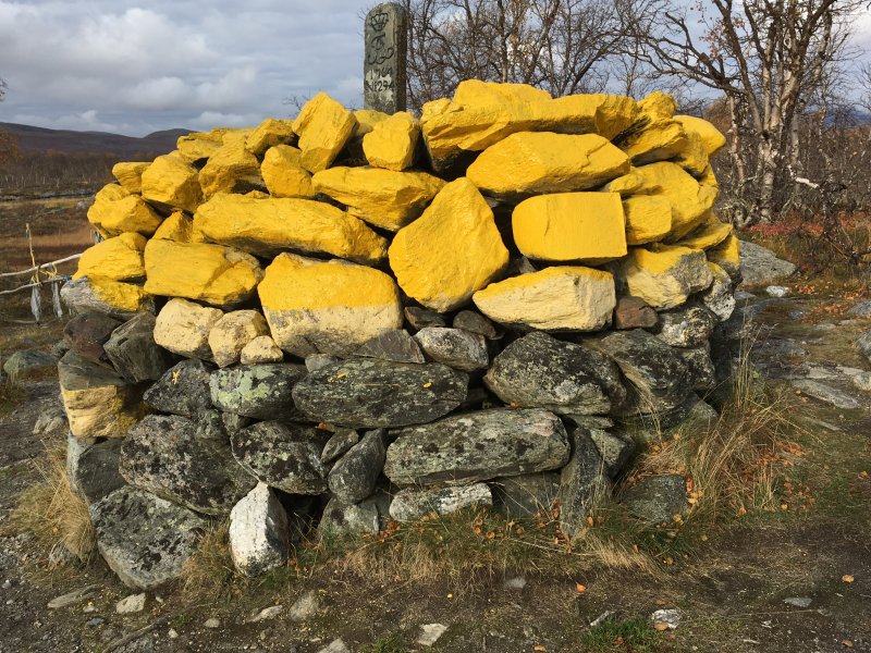 Border stone at Kuohkimajärvi, Lapland