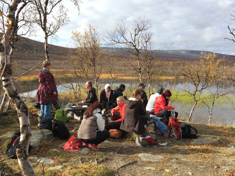 Students from all over the world enjoying Arctic nature