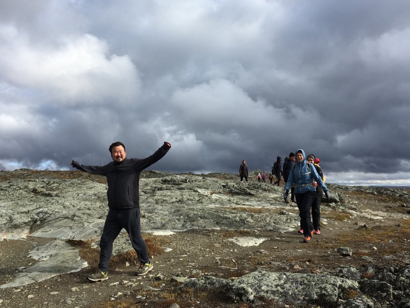 Reaching the top of Saana fell, Lapland