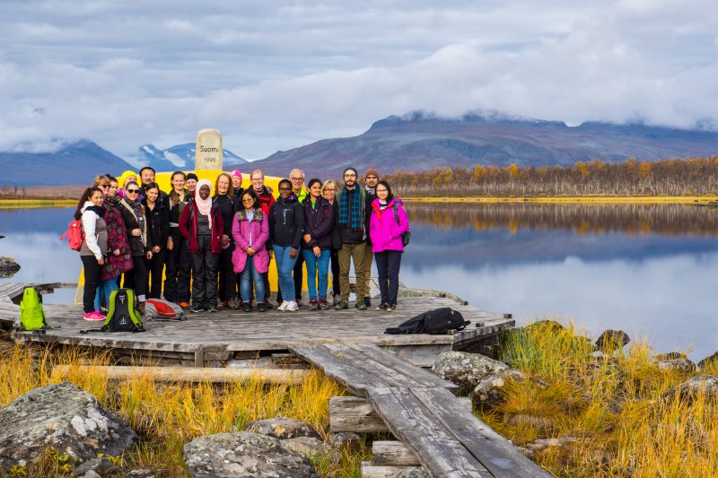 Visiting the three nations border point, Lapland