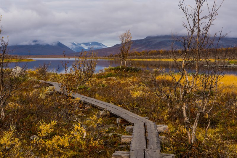 Walkway to the three nations border point, Lapland
