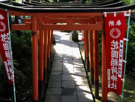 Red gates leading to Gojoten shrine, Ueno Park
