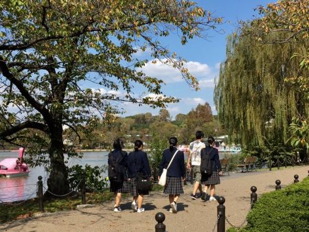 School children in Ueno Park, Tokyo