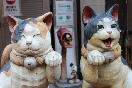 Yanaka Ginza cat statues, Tokyo