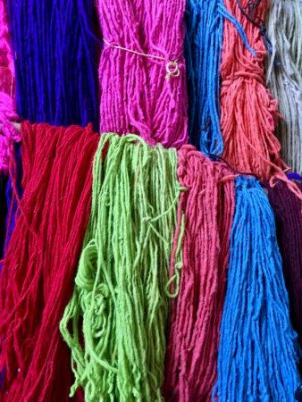 Dyed yarn for sale in Dyers' Souk, Marrakech
