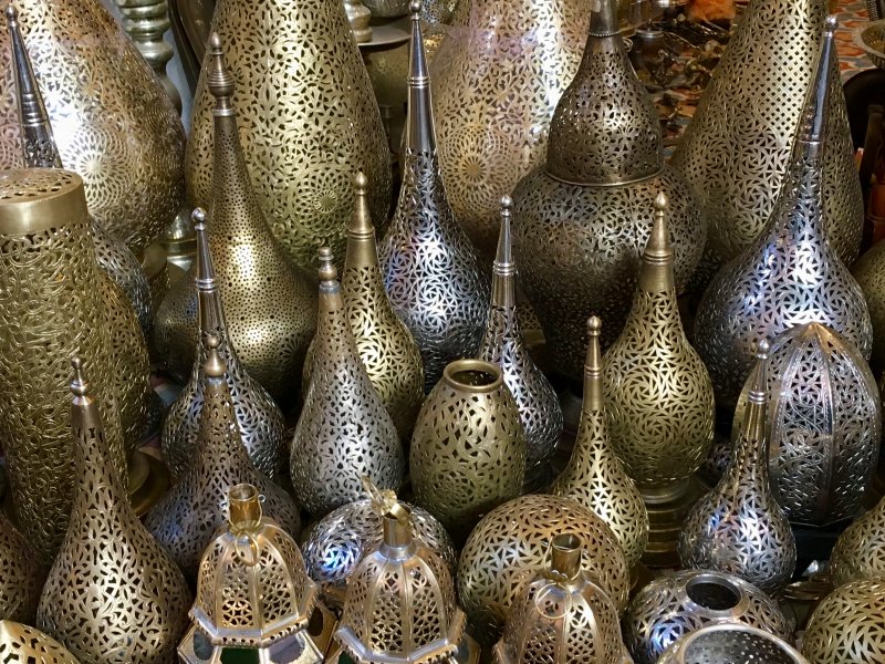 Moroccan lamps for sale in the souks of Marrakech Lamps for sale in the souks of Marrakech