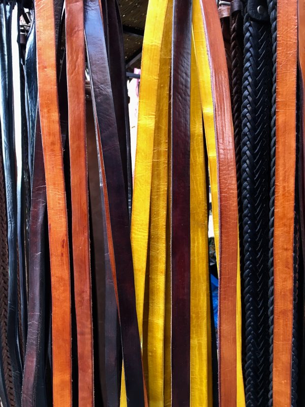 Leather belts for sale in Marrakech souks Leather belts for sale in Marrakech souks