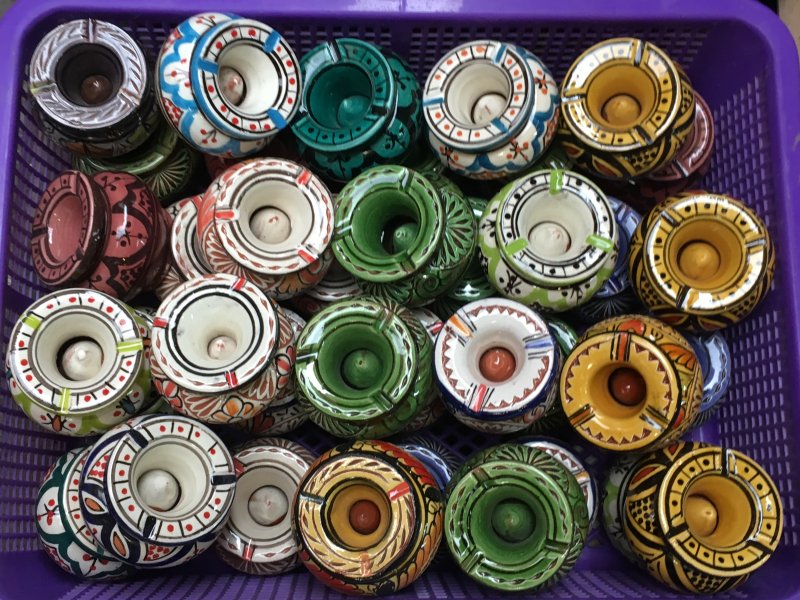 Moroccan ceramics for sale in the souks of Marrakech Moroccan ceramics for sale in the souks of Marrakech