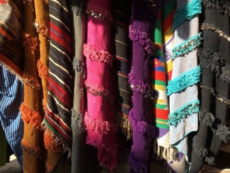 Moroccan textiles in the souks of Marrakech
