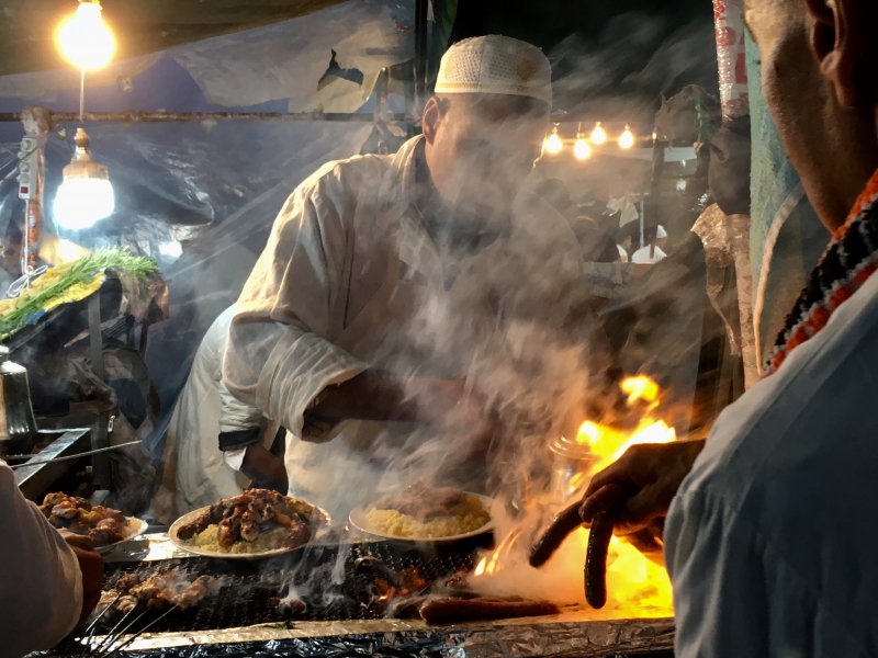 Preparing Moroccan food, Jemaa el-Fna Preparing Moroccan food, Jemaa el-Fna