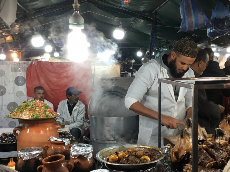 Preparing Moroccan food on Jemaa el-Fna Preparing Moroccan food on Jemaa el-Fna