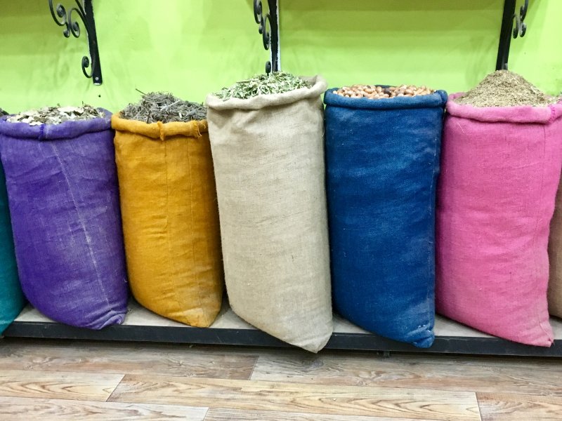 Sacks of herbs, Marrakech souks Sacks of herbs, Marrakech souks